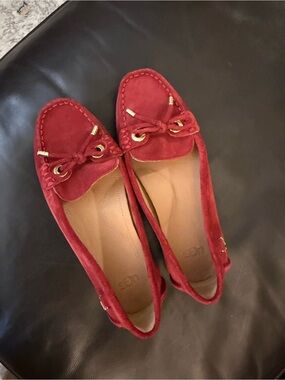 UGG Women's Red Suede Bow Moccasin Loafers